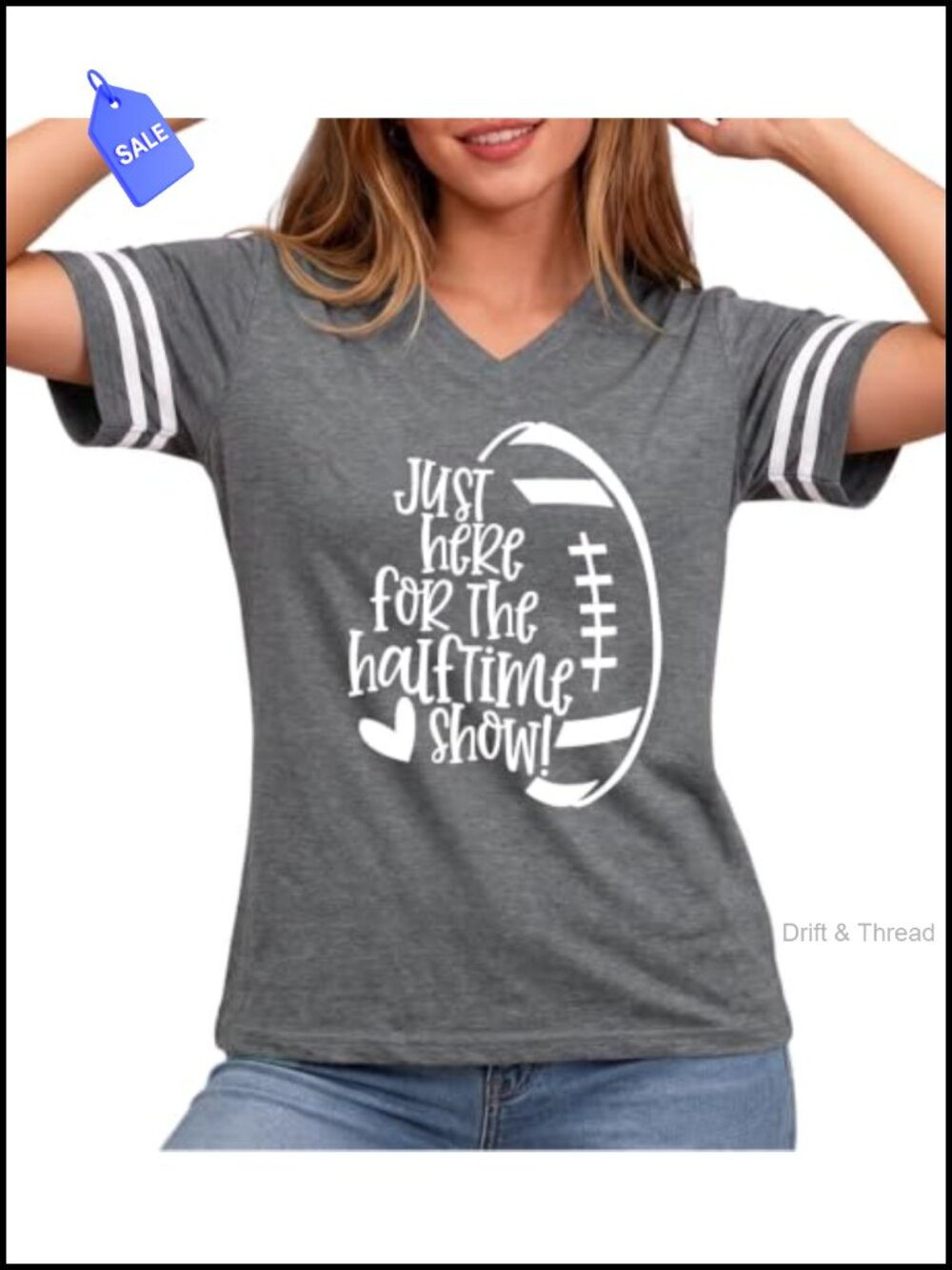 Womens Football Shirt V Neck Short Sleeve Game Day Tee